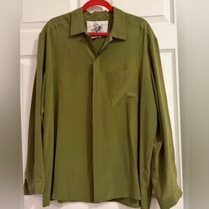 Egdon Heath Silk Shirt Button Down Green Casual Shirt size XL